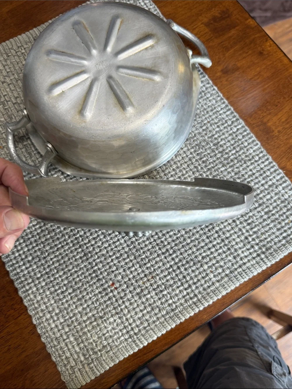 Silver Decorative Covered Casserole Pot - Elegant Floral Design